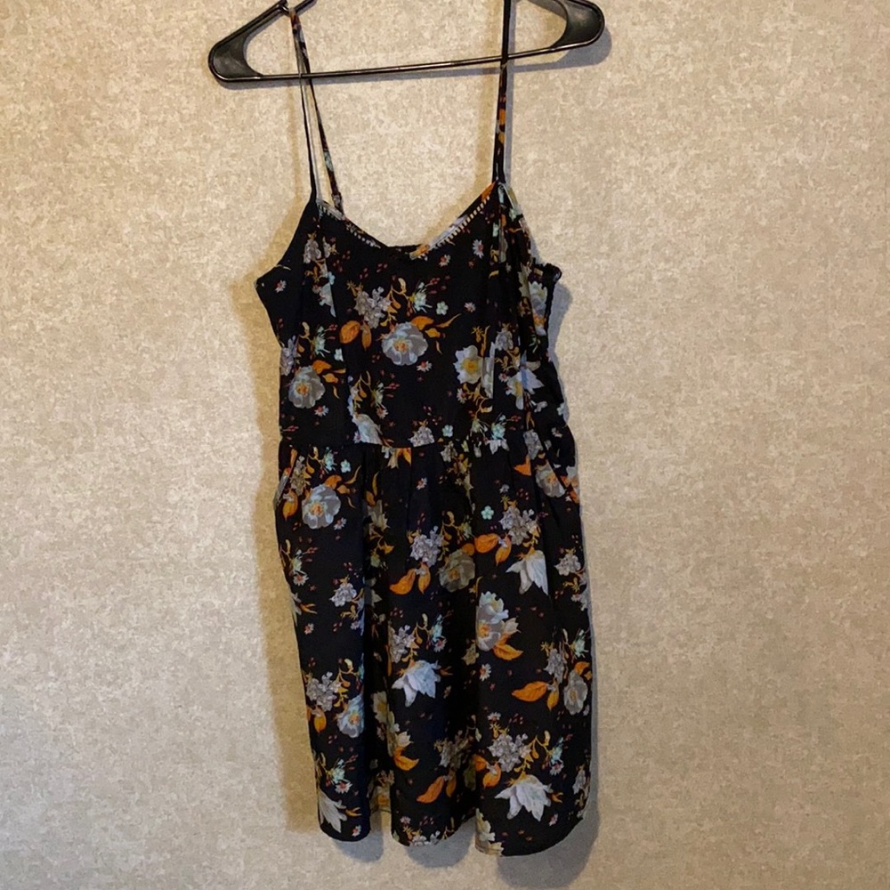 Black Floral Sundress with Pockets